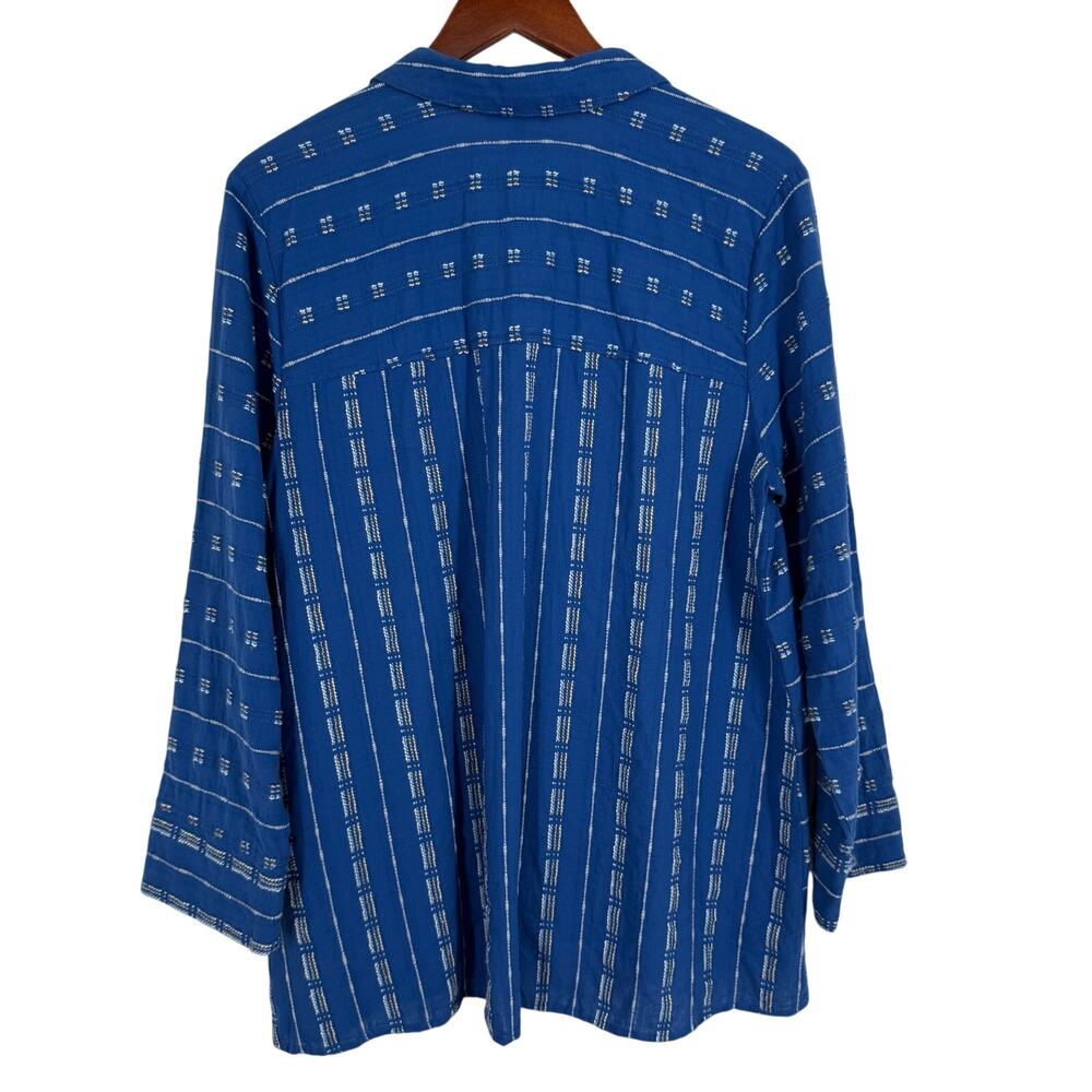 Habitat Sz Medium Blue Wearable Art to Wear Long Sleeve Blouse Shirt Top Artsy - Picture 10 of 10